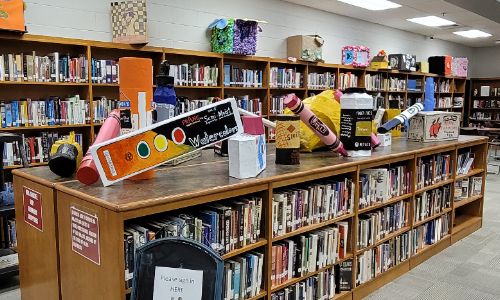 Art displayed in the media center